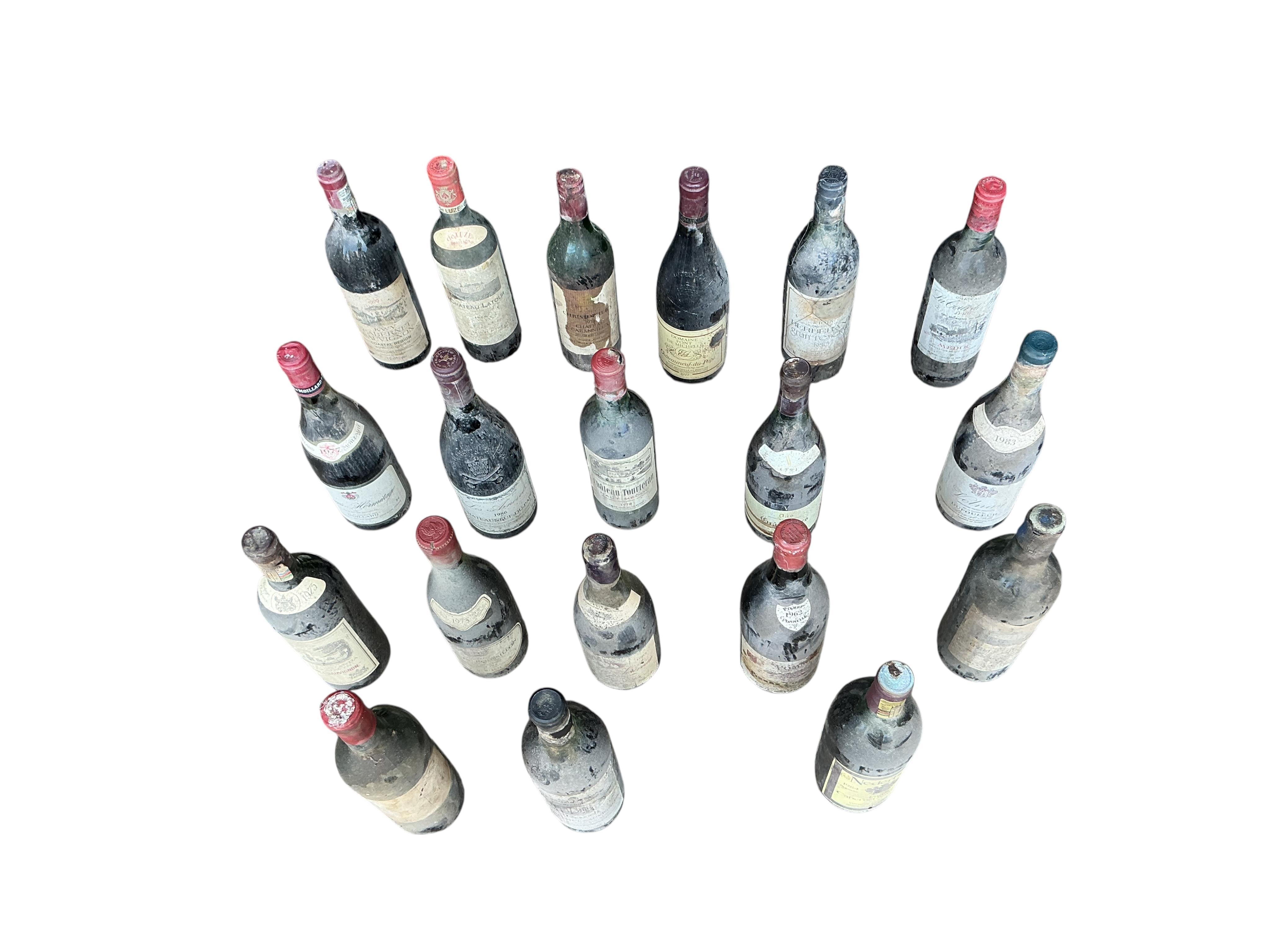 Nineteen bottles of assorted vintage wine to include 1973 Chateau Maisonneuv St Emilion and Chateau De Roquefort Bordeaux